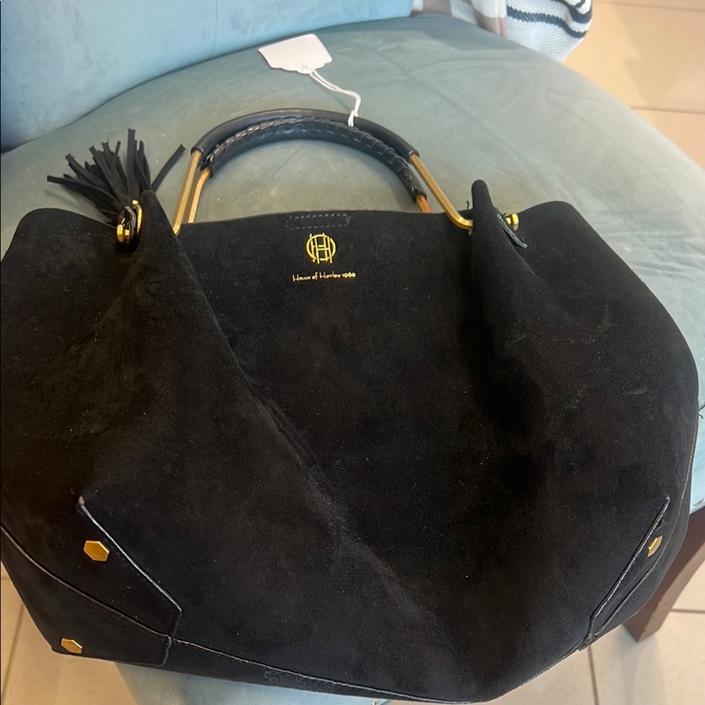 House of Harlow 1960 Black Suede Tote Bag